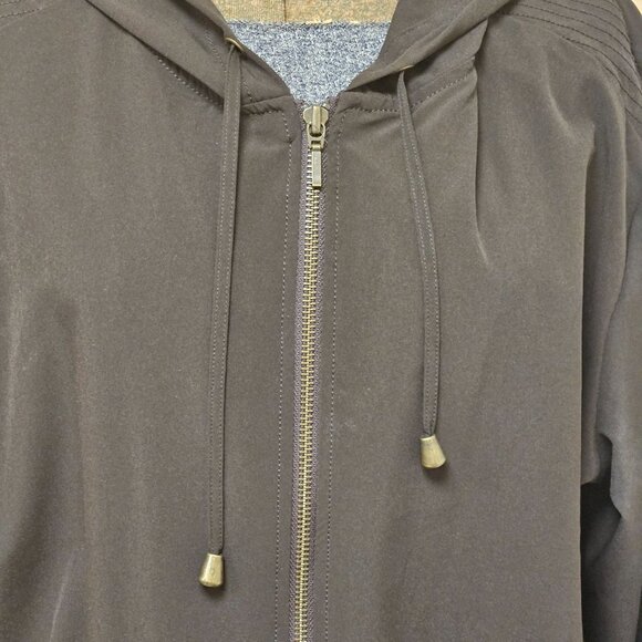 Chicos Zenergy Jacket Women Size 3 Brown Hooded Full Zip Pockets Polyester Blend - Picture 3 of 10